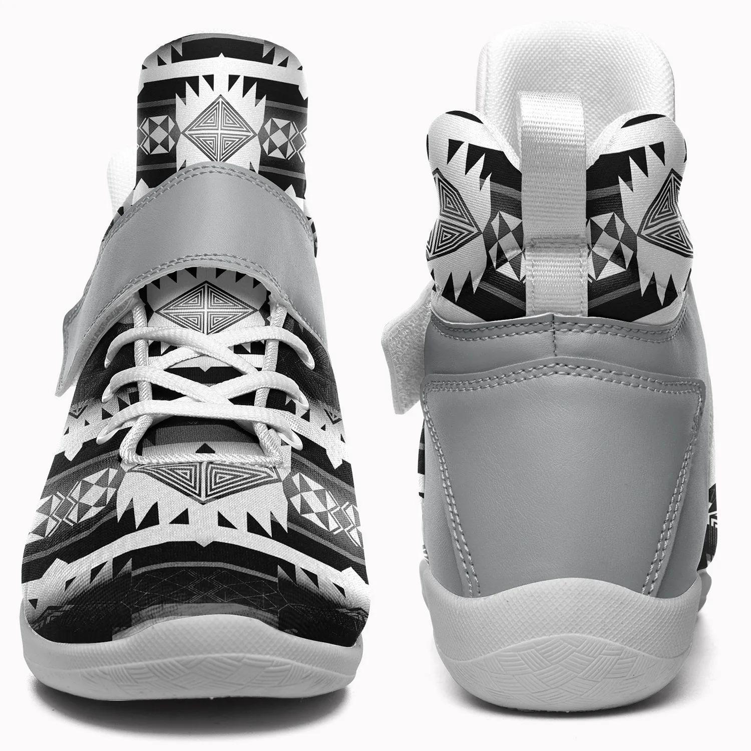 Okotoks Black and White Kid's Ipottaa Basketball / Sport High Top Shoes