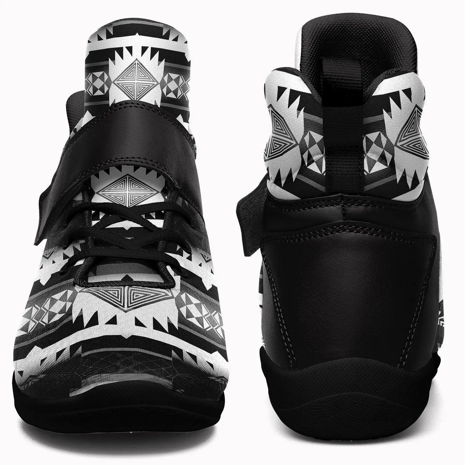 Okotoks Black and White Kid's Ipottaa Basketball / Sport High Top Shoes