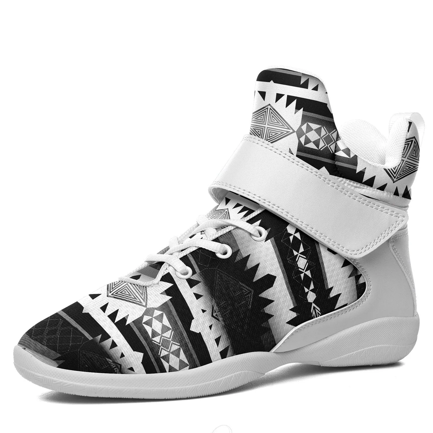 Okotoks Black and White Kid's Ipottaa Basketball / Sport High Top Shoes