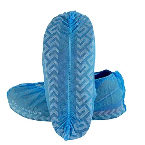 OVERSHOES NON SLIP PROTECTIVE NON WOVEN SHOE COVER LIGHT BLUE ANTI-SLIP X 100 (50 Pair)