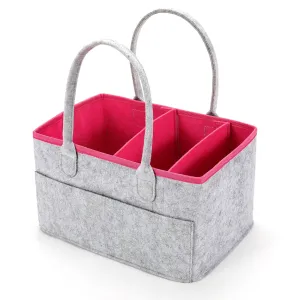 Pink and Grey Baby Diaper Caddy Organizer Storage Tote Bag