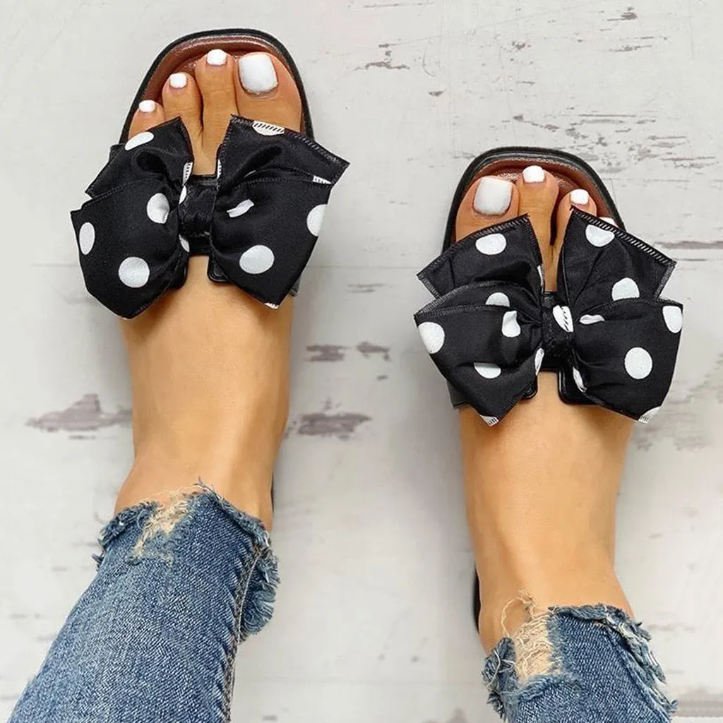 "Ruth" Polka Dot Bow Sandals