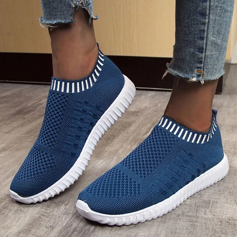 Rimocy  New Breathable Mesh Sneakers Women Flats Lightweight Non-slip Sports Shoes Ladies Comfortable Soft Sole Casual Shoes