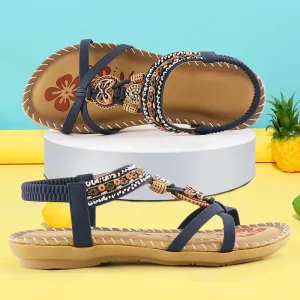 Sandals Women Summer Wedges Shoes Ladies Sandals Butterfly-knot Rhinestone Slides Sandalias Mujer Bohemia Elastic Band Sandal