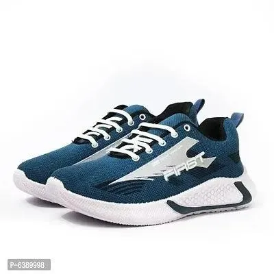 Stylish Mesh Teal Green Lace-Up Running Sports Shoes For Men