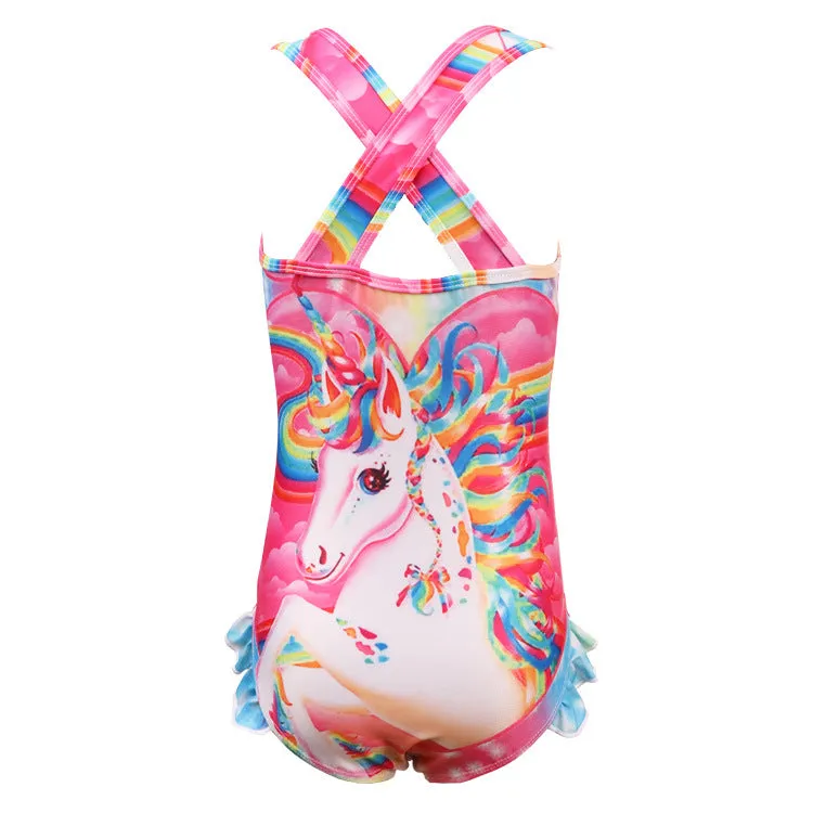 Swimsuit Children's  Unicorn Unicorn Girl Spaghetti Straps One-Piece Swimwear