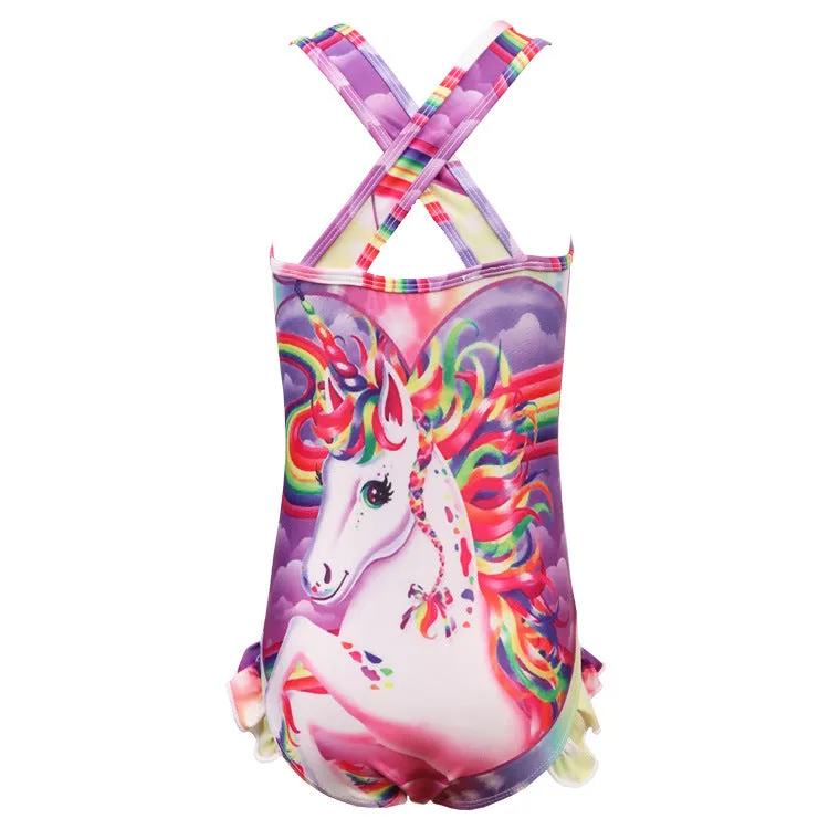 Swimsuit Children's  Unicorn Unicorn Girl Spaghetti Straps One-Piece Swimwear