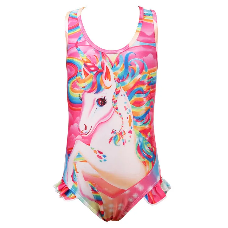 Swimsuit Children's  Unicorn Unicorn Girl Spaghetti Straps One-Piece Swimwear