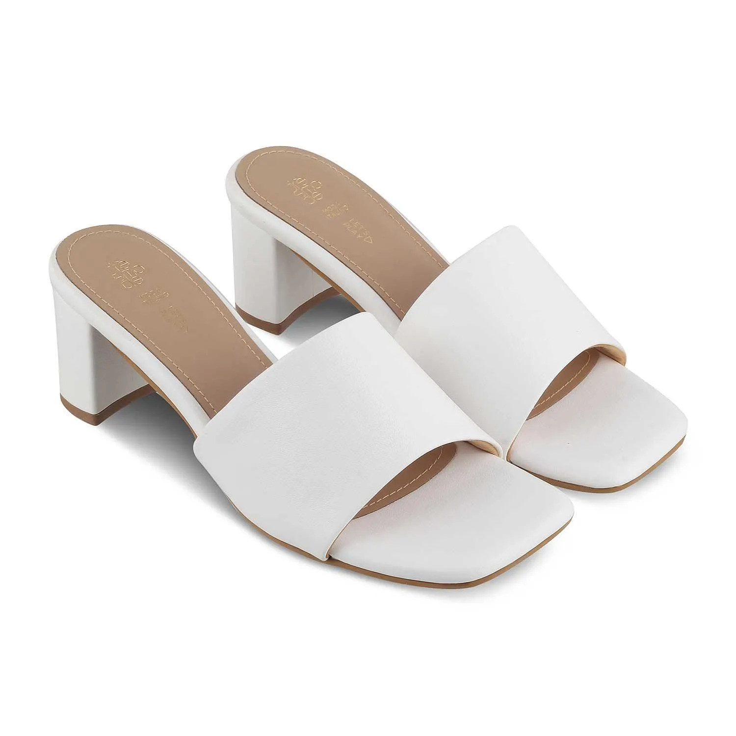 The Bariz White Women's Casual Block Heel Sandals Tresmode