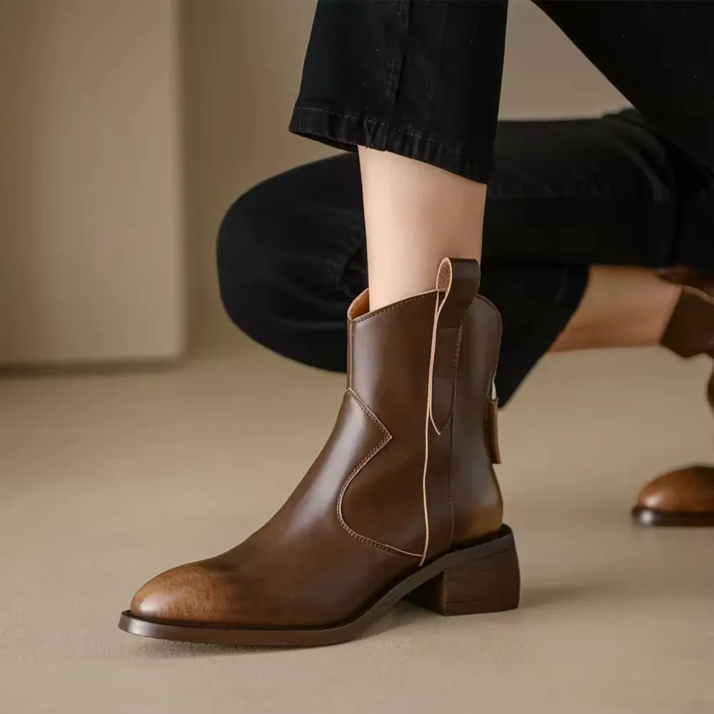 Timeless Women's Retro Genuine Leather Boots. Cowboy Boots