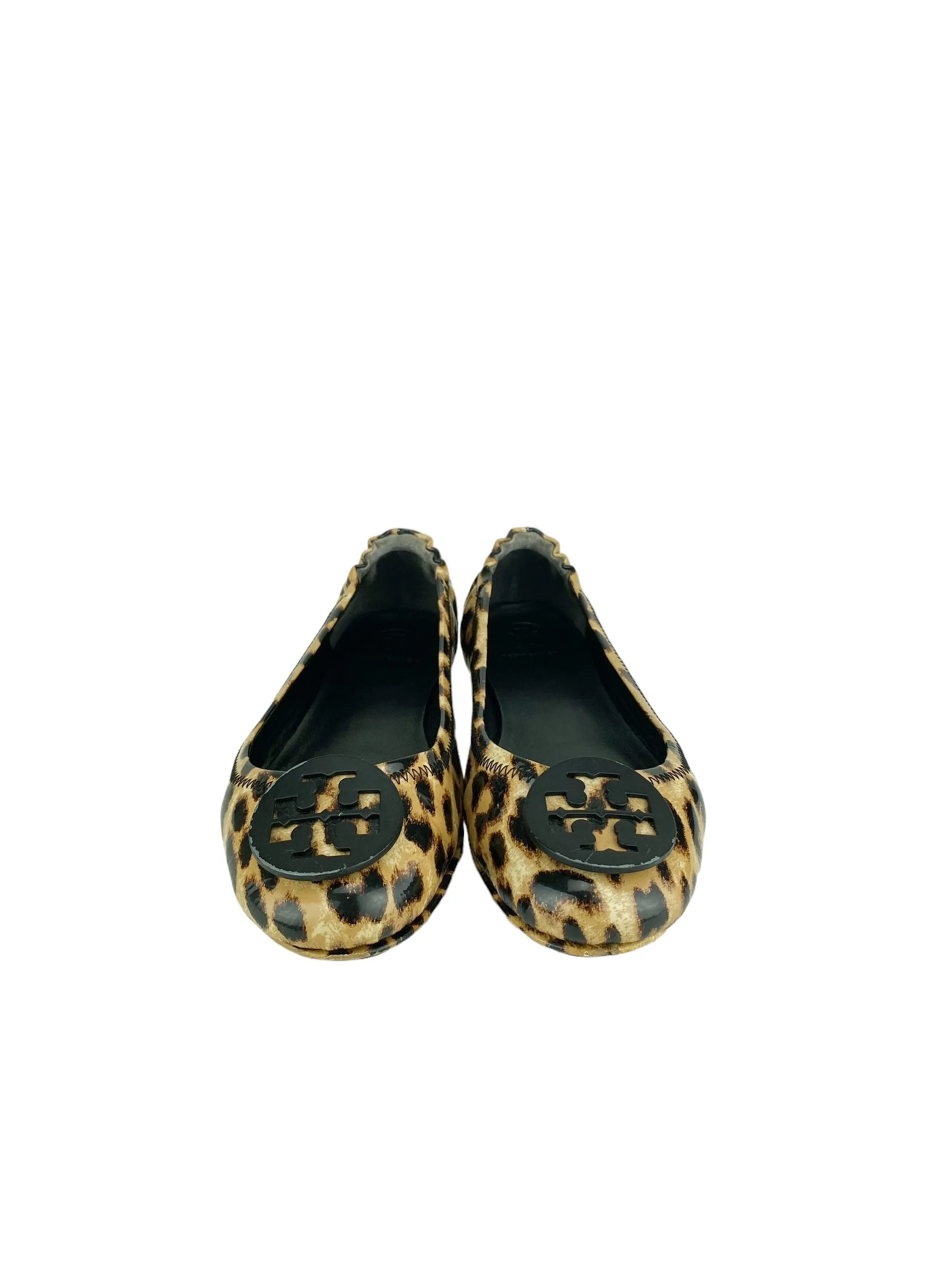 Tory Burch Women's Minnie Leopard Travel Ballet Flat Camel Black Size 7.5