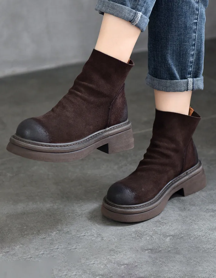 Winter Autumn Round Toe Suede Martin Boots