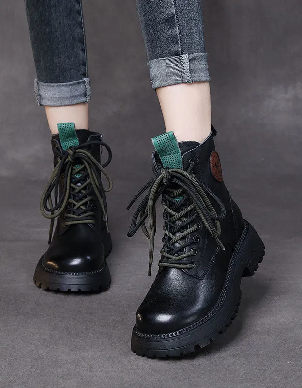 Winter Two Color Lace-up Martin Boots for Women