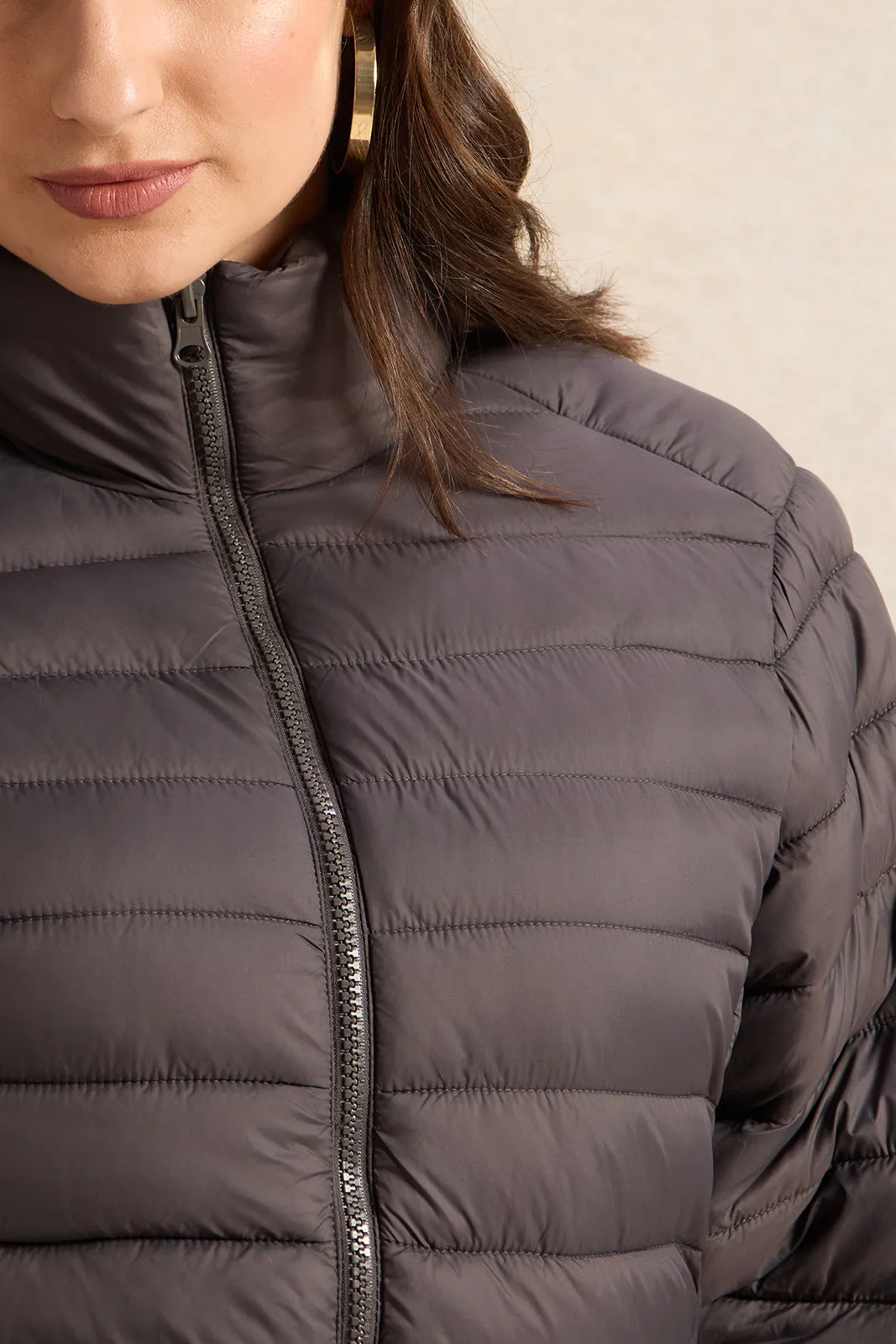 Women Charcoal Textured Jacket