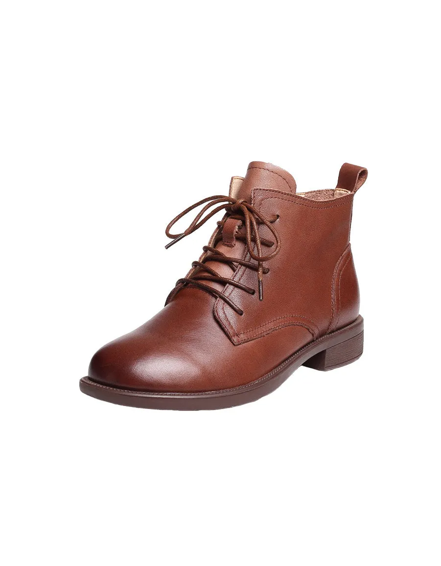 Women's Lace-up Retro Leather Ankle Boots