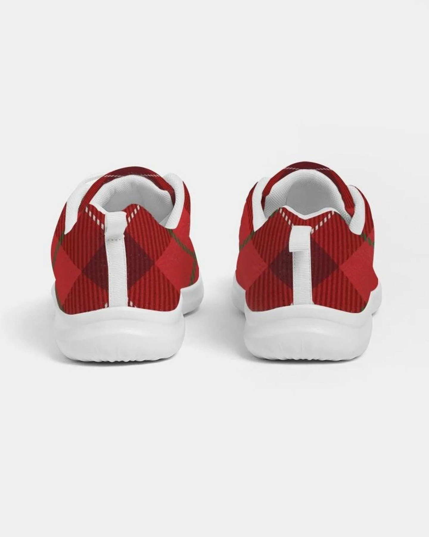 Womens Sneakers - Red Plaid Canvas Sports Shoes / Running