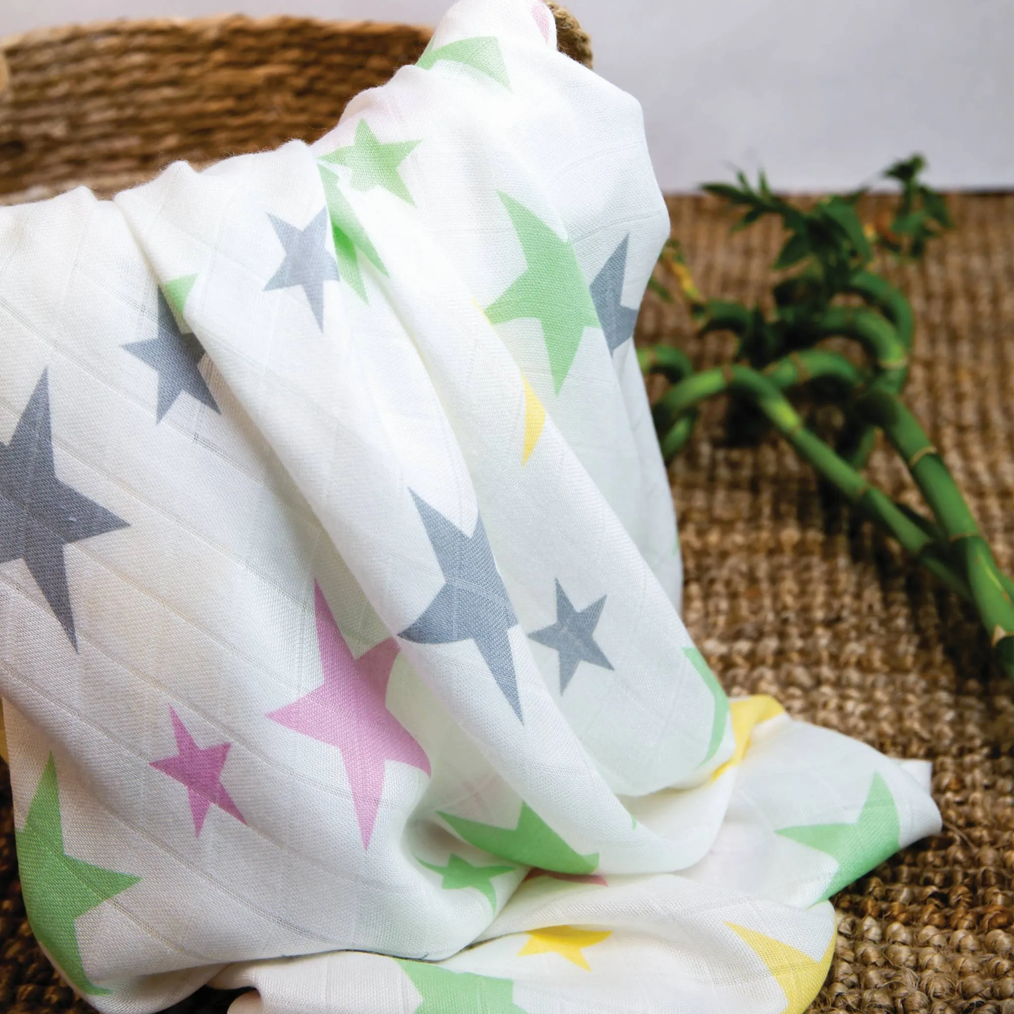 Zaggy Star Twin Pack Bamboo Muslin Cloth -120cmx120cm